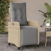 Image de Vidaxl Chaise Inclinable De Jardin Et Repose-Pied MÃ©lange Beige Rotin