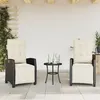 Image de vidaXL Chaises inclinables de jardin lot de 2 repose-pied noir rotin365240