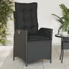 Image de vidaXL Chaise inclinable de jardin avec coussins noir résine tressée365257