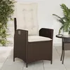 Image de vidaXL Chaise inclinable de jardin avec coussins marron résine tressée365258