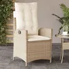 Image de vidaXL Chaise inclinable de jardin avec coussins beige résine tressée365260