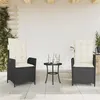 Image de vidaXL Chaises inclinables de jardin lot de 2 et coussins noir rotin365264