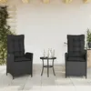 Image de Vidaxl Chaises Inclinables De Jardin Lot De 2 Et Coussins Noir Rotin