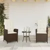 Image de Vidaxl Chaises Inclinables De Jardin Lot De 2 Et Coussins Marron Rotin