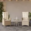 Image de vidaXL Chaises inclinables de jardin lot de 2 et coussins beige rotin365268