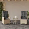 Image de Vidaxl Chaises Inclinables Jardin Lot De 2 Et Coussins RÃ©sine TressÃ©e