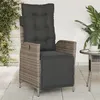 Image de vidaXL Chaise inclinable de jardin et repose-pied gris résine tressée365283
