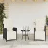 Image de Vidaxl Chaises Inclinables De Jardin Lot De 2 Repose-Pied Noir Rotin