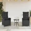 Image de vidaXL Chaises inclinables de jardin lot de 2 repose-pied noir rotin365289