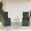 Image de vidaXL Chaises inclinables de jardin lot de 2 et repose-pied rotin365291