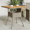 Image de Vidaxl Table De Jardin Et Dessus En Bois D'acacia Gris RÃ©sine TressÃ©e