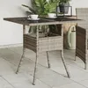 Image de Vidaxl Table De Jardin Dessus En Verre Gris 80x80x75 Cm RÃ©sine TressÃ©e