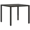 Image de vidaXL Table de jardin dessus en verre Noir 90x90x75 cm Résine tressée365525