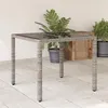 Image de vidaXL Table de jardin dessus en verre Gris 90x90x75 cm Résine tressée365526