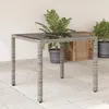 Image de vidaXL Vidaxl Table De Jardin Dessus En Verre Gris 90x90x75 Cm Résine Tressée
