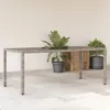 Image de vidaXL Vidaxl Table De Jardin Dessus En Verre Gris 190x90x75cm Résine Tressée