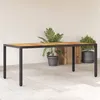 Image de vidaXL Vidaxl Table De Jardin Et Dessus En Bois D'acacia Noir Résine Tressée