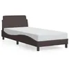Image de vidaXL Cadre de lit avec tête de lit Marron foncé 80x200 cm Tissu