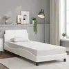 Image de vidaXL Cadre de lit avec tête de lit Blanc 90x200 cm Similicuir