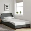 Image de vidaXL Cadre de lit avec tête de lit Gris foncé 100x200 cm Tissu