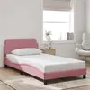 Image de vidaXL Cadre de lit avec tête de lit Rose 100x200 cm Velours
