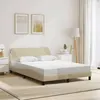 Image de vidaXL Cadre de lit avec tête de lit Crème 120x200 cm Tissu