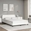 Image de vidaXL Cadre de lit avec tête de lit Blanc 120x200 cm Similicuir