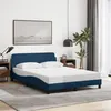 Image de vidaXL Cadre de lit avec tête de lit Bleu 140x190 cm Tissu