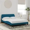 Image de vidaXL Cadre de lit avec tête de lit bleu 140x190 cm velours
