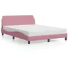 Image de vidaXL Cadre de lit et tête de lit sans matelas rose 140x190cm velours