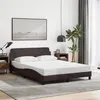 Image de vidaXL Cadre de lit avec tête de lit Marron foncé 140x200 cm Tissu