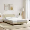 Image de vidaXL Cadre de lit avec tête de lit Crème 140x200 cm Tissu
