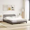 Image de vidaXL Cadre de lit avec tête de lit Taupe 160x200 cm Tissu