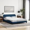 Image de vidaXL Cadre de lit avec tête de lit Bleu 160x200 cm Tissu