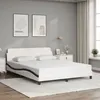 Image de vidaXL Cadre de lit et tête de lit blanc et noir 160x200 cm similicuir