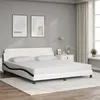 Image de vidaXL Cadre de lit et tête de lit blanc et noir 180x200 cm similicuir