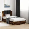 Image de vidaXL Cadre de lit tête de lit chêne fumé 90x190 cm bois ingénierie