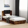 Image de vidaXL Cadre de lit tête de lit et lumières LED chêne fumé 90x200 cm