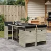 Image de vidaXL Ensemble à manger de jardin et coussins 5 pcs gris clair rotin