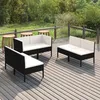 Image de vidaXL Vidaxl Ensemble À Manger De Jardin Et Coussins 7 Pcs Gris Rotin