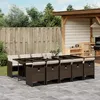 Image de Vidaxl Ensemble Ã Manger De Jardin Et Coussins 11 Pcs Marron Rotin