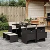 Image de vidaXL Ensemble à manger jardin 9pcs et coussins noir résine tressée
