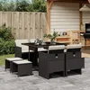 Image de Vidaxl Ensemble Ã Manger Jardin 9pcs Et Coussins Noir RÃ©sine TressÃ©e