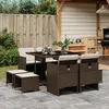 Image de Vidaxl Ensemble Ã Manger De Jardin Et Coussins 9 Pcs Marron Poly Rotin