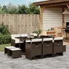 Image de vidaXL Ensemble à manger de jardin et coussins 11 pcs marron rotin