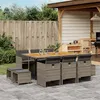 Image de vidaXL Ensemble à manger de jardin 11pcs avec coussins gris poly rotin