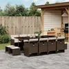 Image de vidaXL Ensemble à manger de jardin avec coussins 13 pcs marron rotin