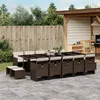 Image de vidaXL Ensemble à manger de jardin avec coussins 15 pcs marron rotin