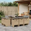Image de vidaXL Ensemble à manger de jardin et coussins 11 pcs mélange beige