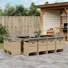 Image de vidaXL Ensemble à manger de jardin coussins 13 pcs mélange beige rotin